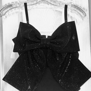 Zara Black Sparkle Bow Camisole Top.